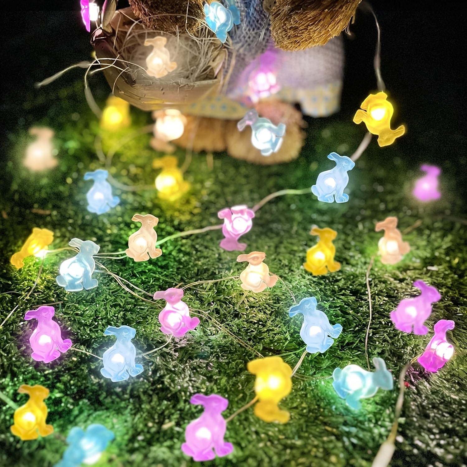 1件裝 20顆LED復活節燈串，電池供電（不含電池），復活節室內裝飾燈串，適用於復活節裝飾、臥室、度假屋室內裝飾、小巧可愛裝飾、節日慶典裝飾燈