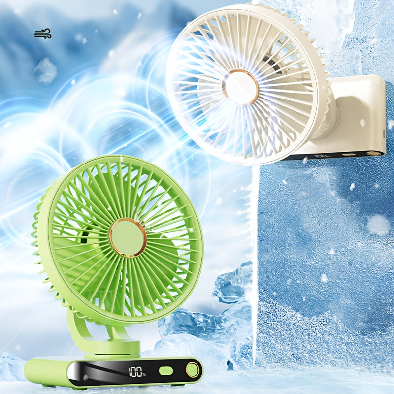 Multifunctional 2000mAh Rechargeable Circulating Fan, 5 Adjustable Wind Speeds, Built-in Night Light and Digital Display for Real-time Battery Check, 90° Vertical Adjustable Angle, Ideal for Home Office Outdoor Use