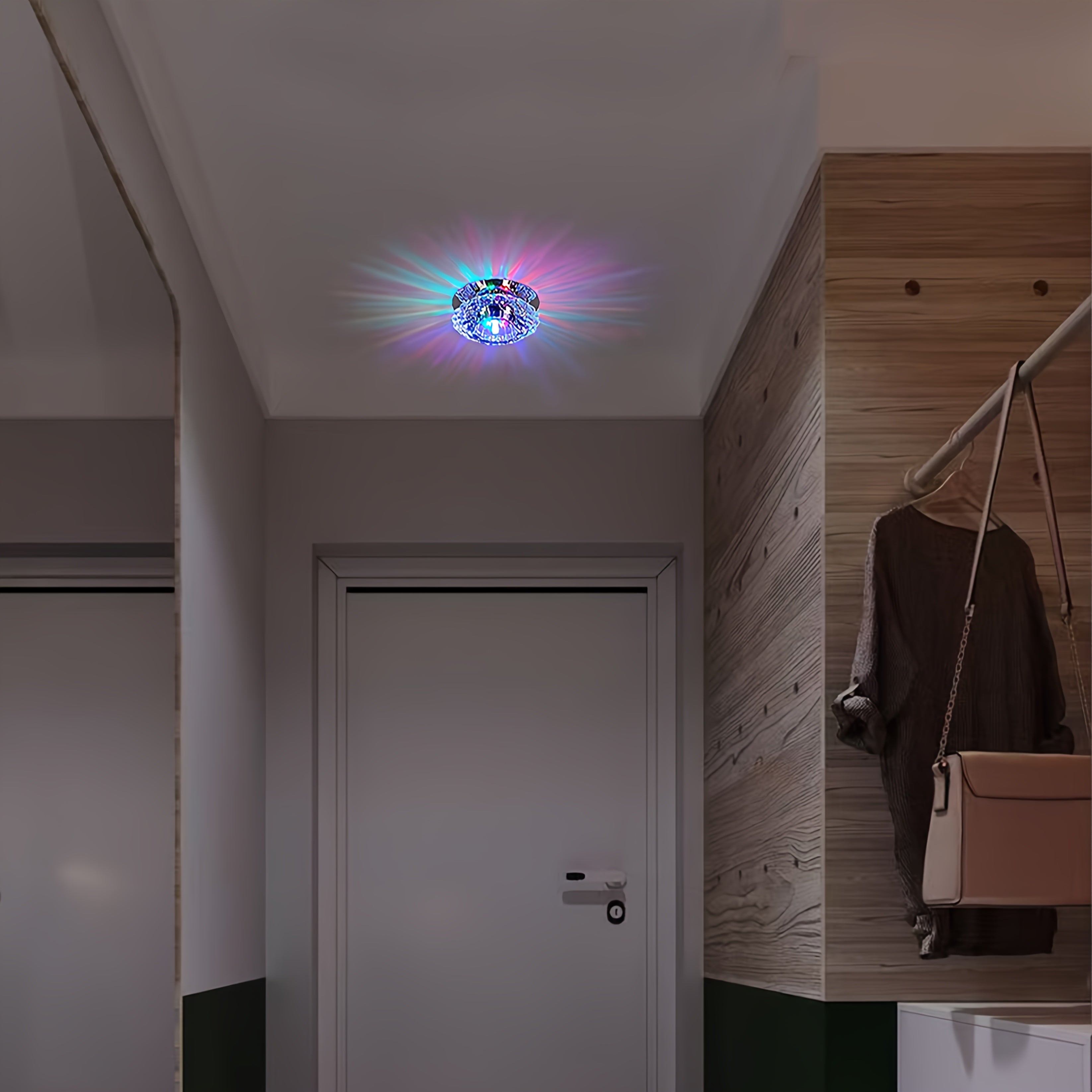 1-Piece Modern Crystal LED Ceiling Light Fixture - Semi-Flush Mount, Easy Installation, Metal Material, 85V-265V Working Voltage, Suitable for Hallway, Stairs, Kitchen, Café - Ideal Choice for Restaurants, Hotels, Malls, and Cafés