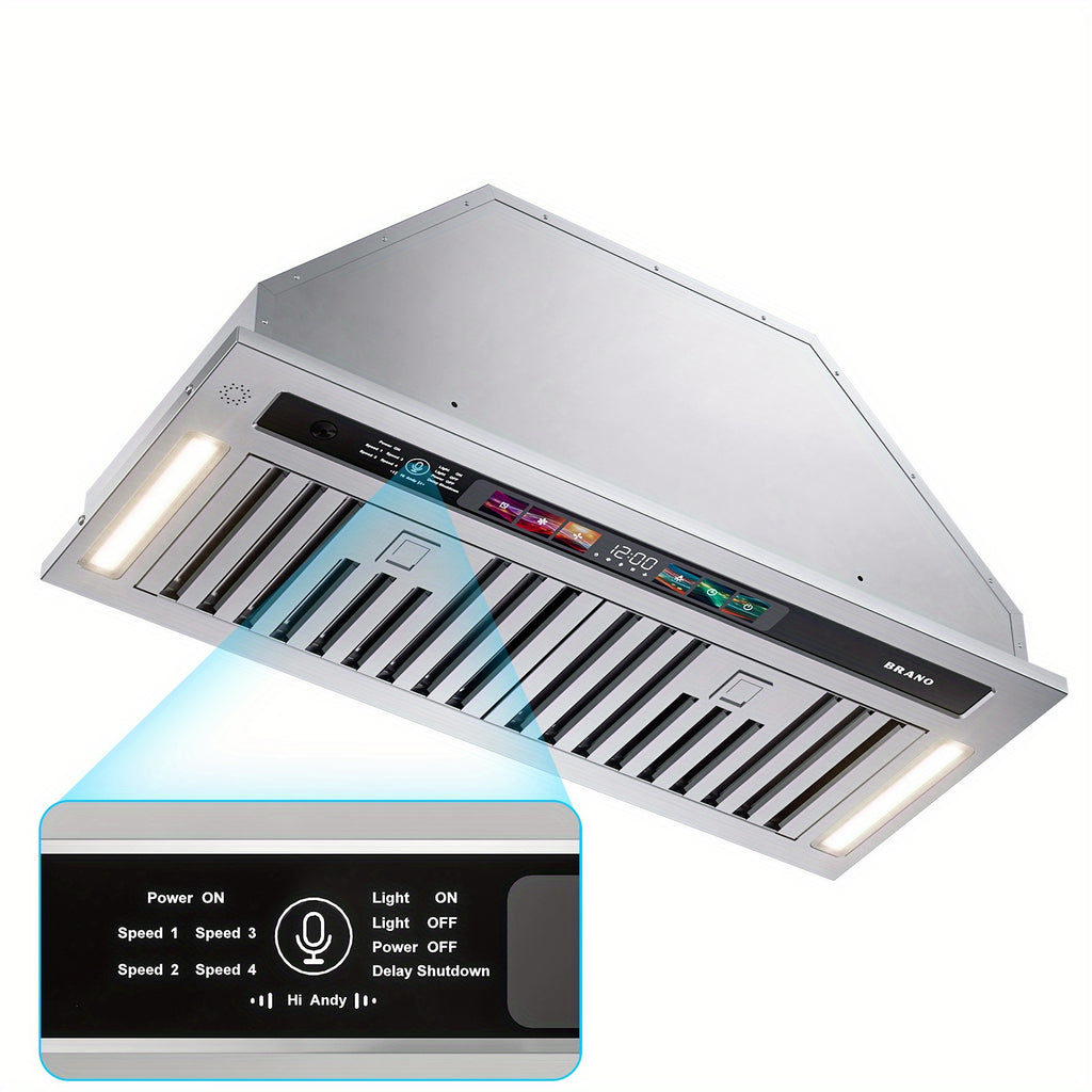 30-Inch Built-In/Insert Range Hood, 900 CFM, Stainless Steel Kitchen Exhaust Fan, Convertible Ducted/Ductless
