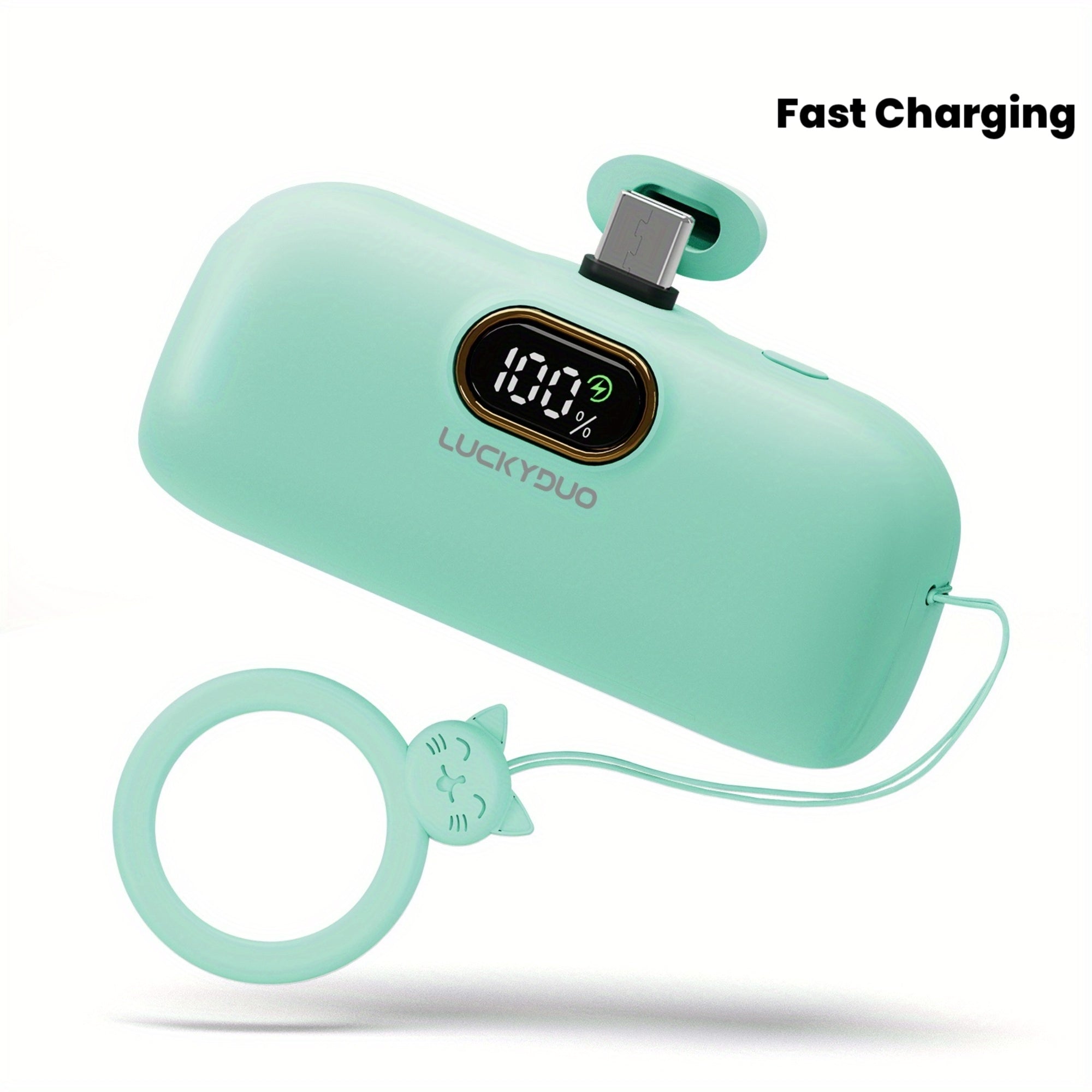 Portable Charger for iPhone 16/ 15, 5000mAh USB-C Power Bank with 20W PD Fast Charging Built-in Type-C Connector, Mini Portable Battery Phone Charger for iPhone 16/ 15/ Samsung Galaxy/ LG/ Huawei