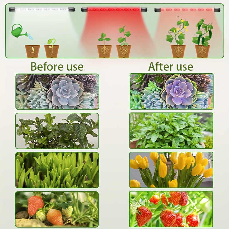 4-Head Stand Plant Grow Light, 80 LED Beads, 2-Color Freely Switchable, 4H/8H/12H Timing Function, Perfect Home Plant Care Helper