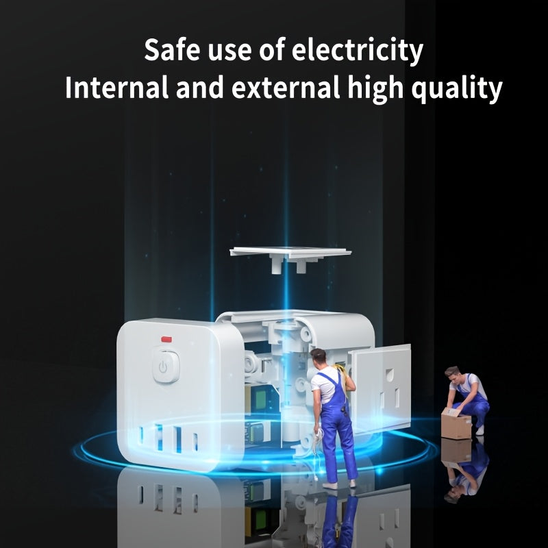 3pcs Power Socket Is Small And Portable, With Four AC Outlets And 2 USB-A+2 USB-C Outlets. It Is Suitable For Travel, Business Trips, Ships, Homes, Bedrooms And Kitchens. Multiple Devices Can Be Used At The Same Time.