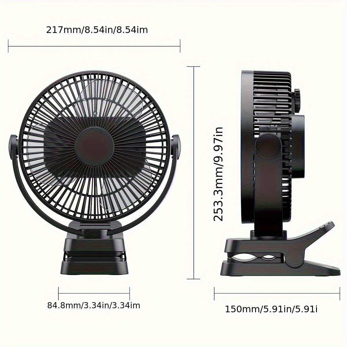10000mAh Large Size Portable Desktop Fan, 5 Speed Levels, LED Digital Display for Power & Gear, 360° Adjustable Air Angle, USB Rechargeable Long Lasting Battery Fan for Office Camping Party Travel