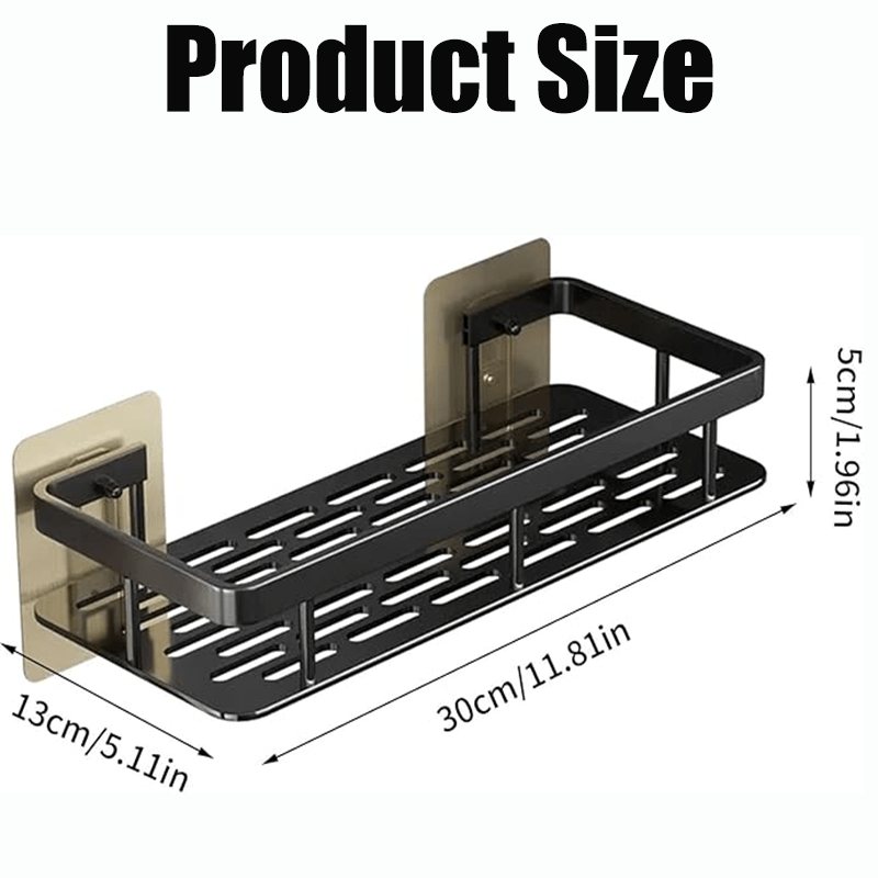 1/2/3-Piece Metal No-Drill Bathroom Shelf - Thickened & Easy Install, Wall Mount Storage Rack, Large Capacity Black-Silver Multi-Functional Holder for Bathroom & Toilet