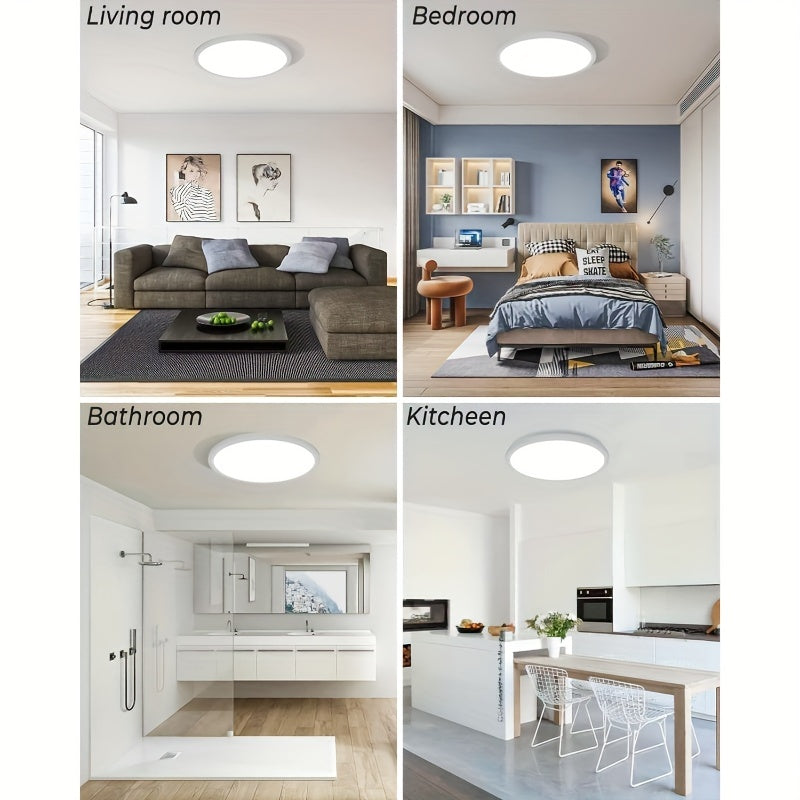 1/2/4/6/8/10 PA 12-Inch LED Flush Mount Ceiling Light, 28W 3200lm Black Ultra-Thin Flat Mount Light, 3 Color Temperatures in One 3000K/4500K/6000K Low-Profile Lighting Fixture, Suitable for Bathroom and Kitchen