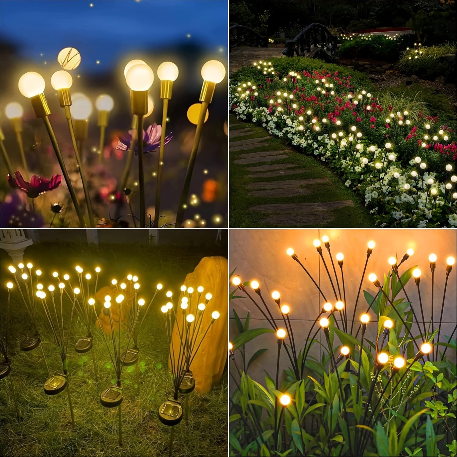 6 Pack Smart Solar Firefly LED Light for Outdoor Decoration, Equipped with Smart Sensor, Perfect for Garden, Patio, Walkway and Party Events