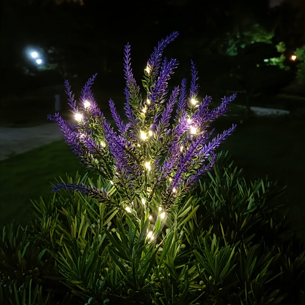 1 Pack Solar LED Lavender Garden Light with 7 Artificial Flowers, Outdoor Decorative Light, New Rural Plant Flower Light, Perfect for Pathways, Lawns, Backyards – Auto On/Off Landscape Lighting, Solar Christmas
