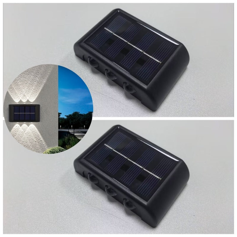 6LED Adjustable Solar Wall Washer Light, Up and Down Adjustable Convex Mirror Wall Light / Warm Light, Outdoor Landscape Light, Villa Lighting | Architectural Lighting, Courtyard Beautification | Villa Exterior Wall Art Wall Washer Light