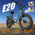 1x 745W 全地形电动自行车 Beast | 20x3 英寸大轮胎，48V 13Ah 可拆卸电池，20MPH，7速液压碟刹，征服小路和街道，经典款式