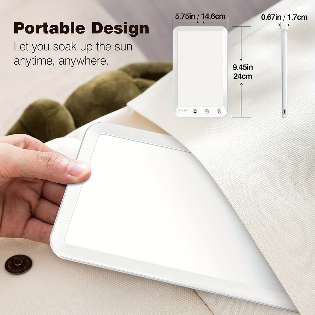 Ultra-Thin UV-Free 10000 Lux LED Daylight Lamp, Touch Control, 5-Level Dimmable Brightness & Color Temperature, 4 Timer Functions, Ideal for Winter Use