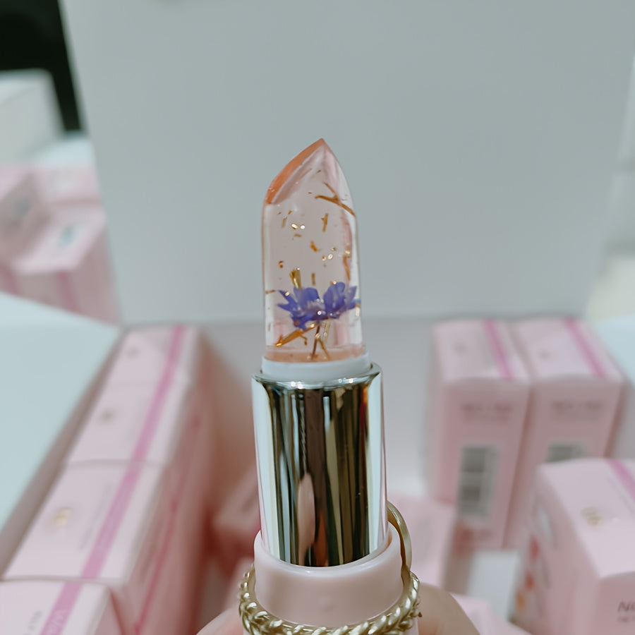 6件套装透明保湿果冻变色口红唇膏，温变鲜花口红，补水保湿变色唇部护理，防干裂润唇膏，润唇膏，保湿舒缓，保持唇部全天水分，持久效果，情人节礼物，女生礼物，女朋友礼物，母亲节礼物。