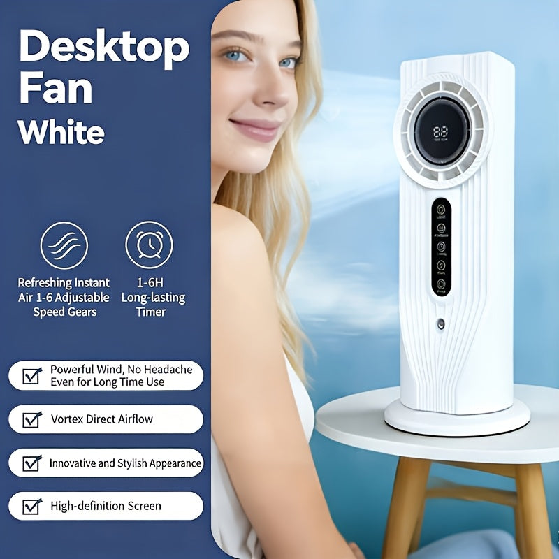 USB Multifunctional Portable Air Cooler Fan, 6-Speed Adjustable, 3 Seconds Fast Cooling, Timing Function, Lightweight Portable Design with Humidification, Perfect for Office, Travel, Camping and RV Use, Modern Stylish