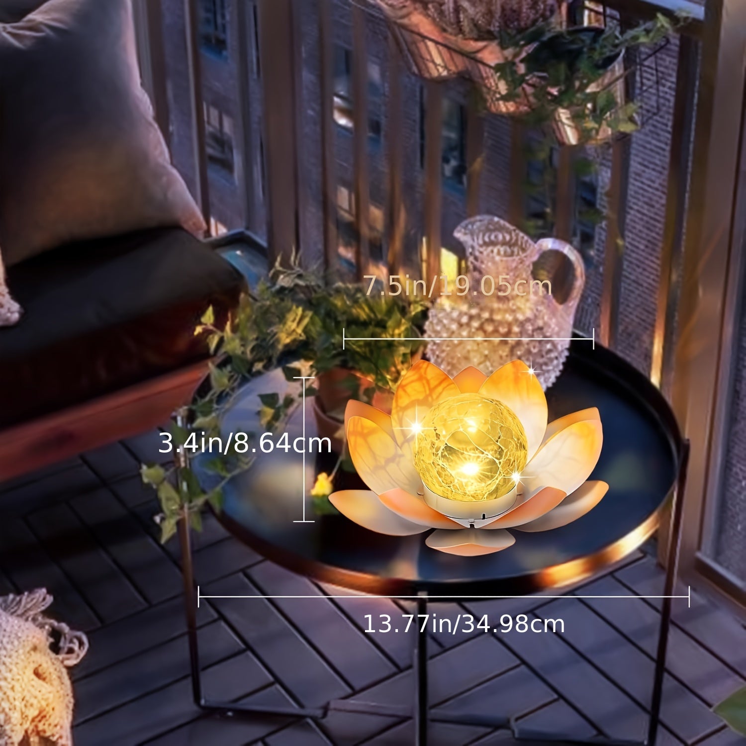 2 Pack Outdoor Solar Pink Lotus Light, Wrought Iron Garden Decoration, LED Light with Cracked Glass Ball, IPX4 Waterproof Rating, Perfect for Patio, Lawn, Terrace, Tabletop, Gift for Mom
