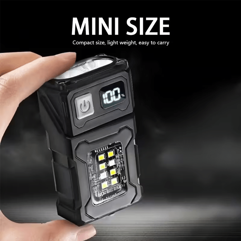 1PC Super Bright LED Flashlight Rechargeable COB Work Light Rotating Head Metal Clip Magnet 7 Modes Large Capacity Lithium Battery Ideal for Outdoor Camping Emergency Repair Rechargeable Flashligh