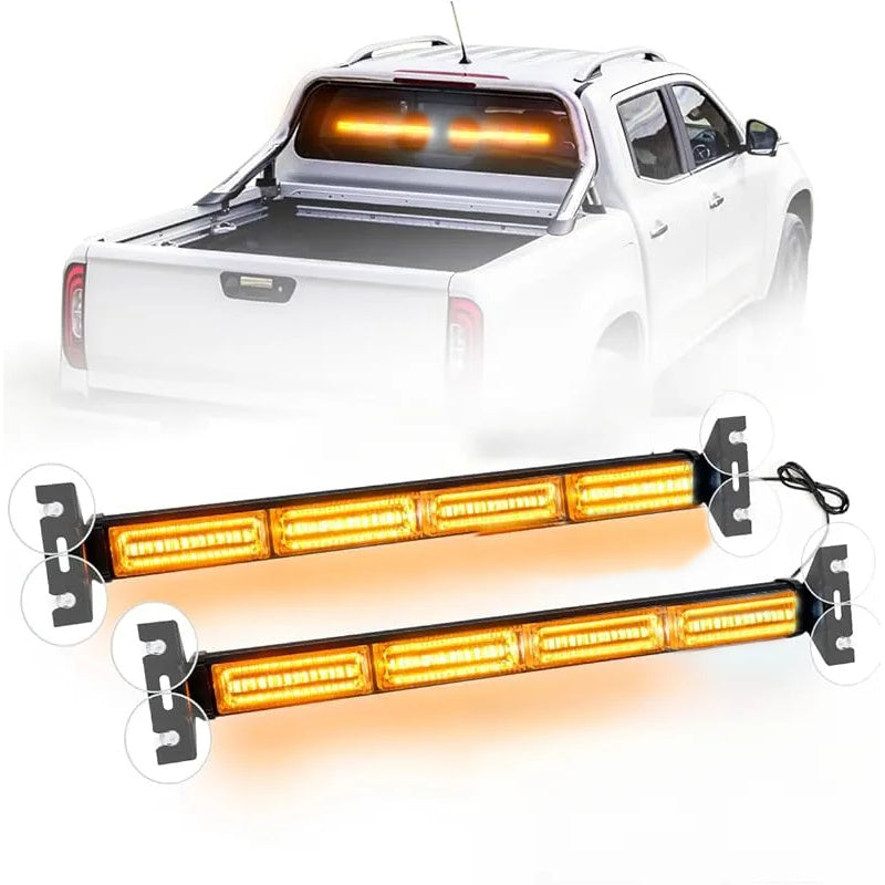 2-Pack Traffic Signal Light Bar, LED Roof Safety Warning Light, Compatible with Cars, Pickups, SUVs and Trucks, Amber / White, Battery-Free