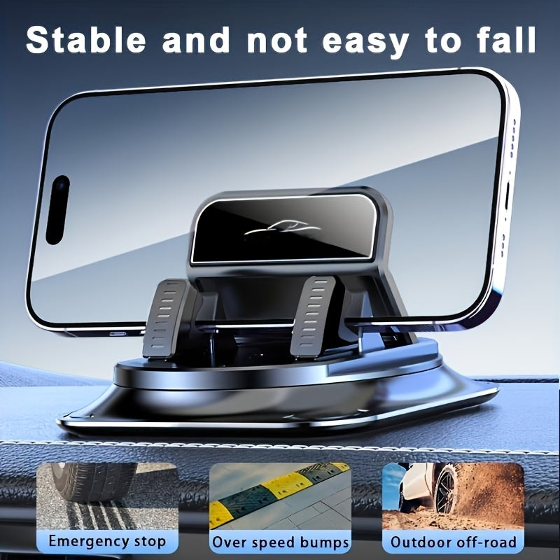 A 360-Degree Rotating Car Phone Holder Made of ABS Material, Equipped with Anti-Slip Pads. It Is Suitable for Use in Cars, Offices, And on Computer Desks at Home, Without Battery