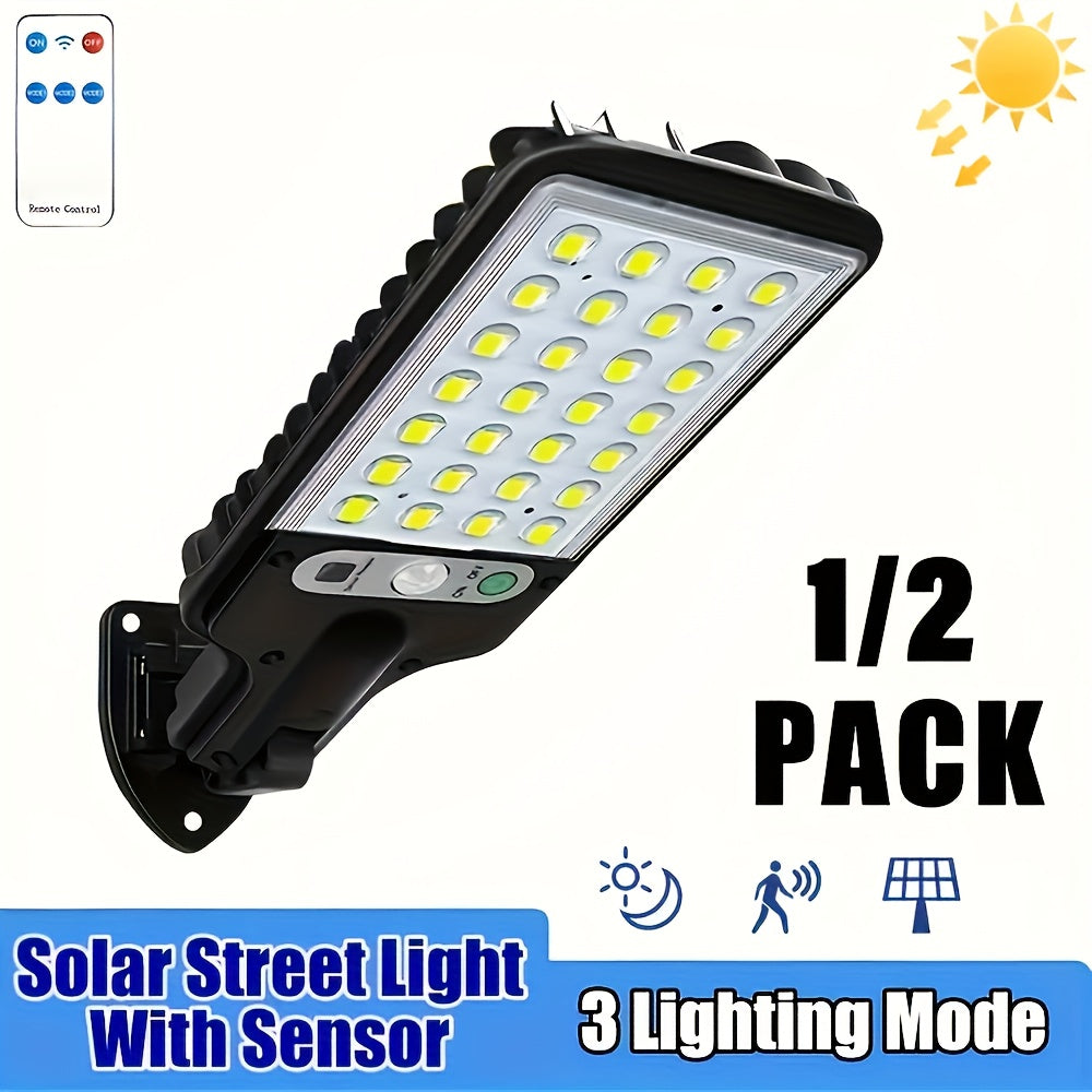 1/2PCS Outdoor Solar Sensor Light, Super Bright with Motion Sensor and Remote Control, 3 Lighting Modes, Smart Solar Street Light, Commercial Street and Area Lighting Wall Light, Perfect for Garden, Garage, Walkway, Patio, Courtyard, Easy Installation
