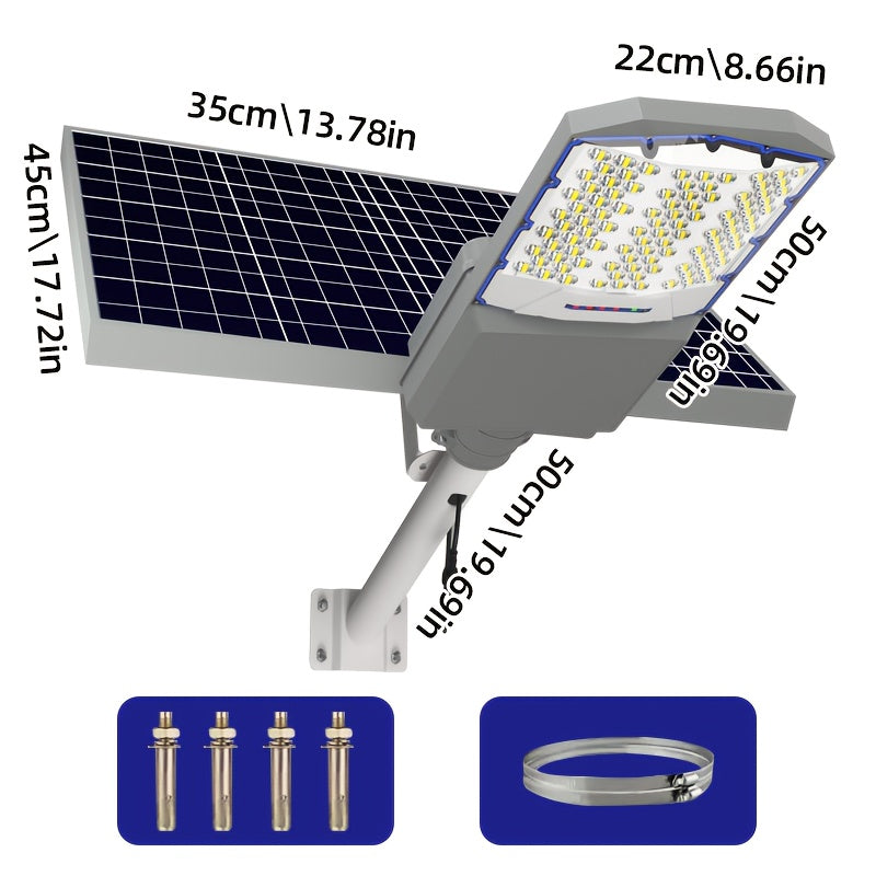 Outdoor Super Bright Engineering Grade Solar Light, 18000mAh Large Capacity Battery, Thickened Durable Aluminum Alloy Housing, Curved Wide Angle Illumination, Wider Lighting Area, High Quality Solar LED Street Light