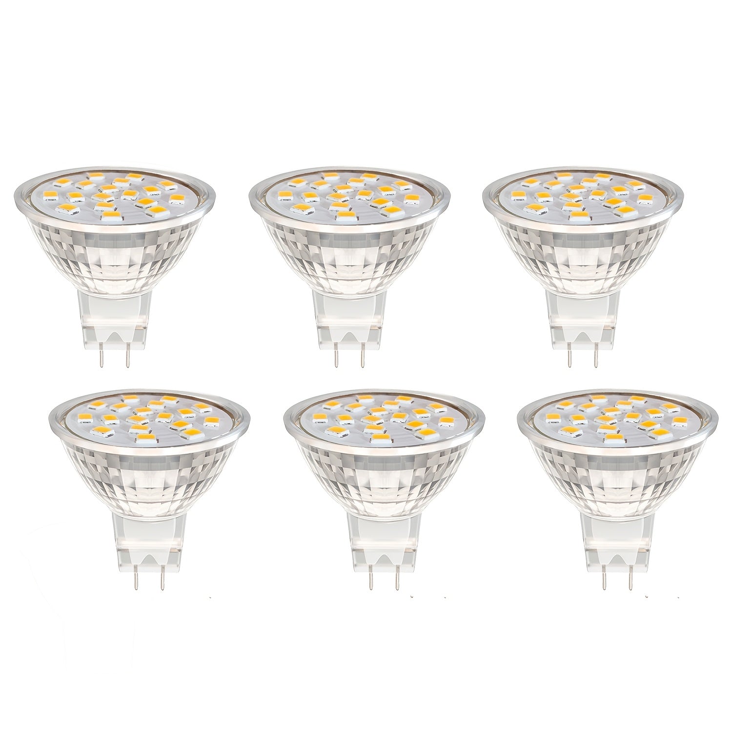 6-pack GU4 MR11 3W LED spotlight, replaces 20W 30W halogen reflector, warm white 3000K, 300 lumens, AC/DC 12V-24V, non-dimmable, 120° beam angle, suitable for wardrobes, living rooms, kitchens, hallways, shops, schools