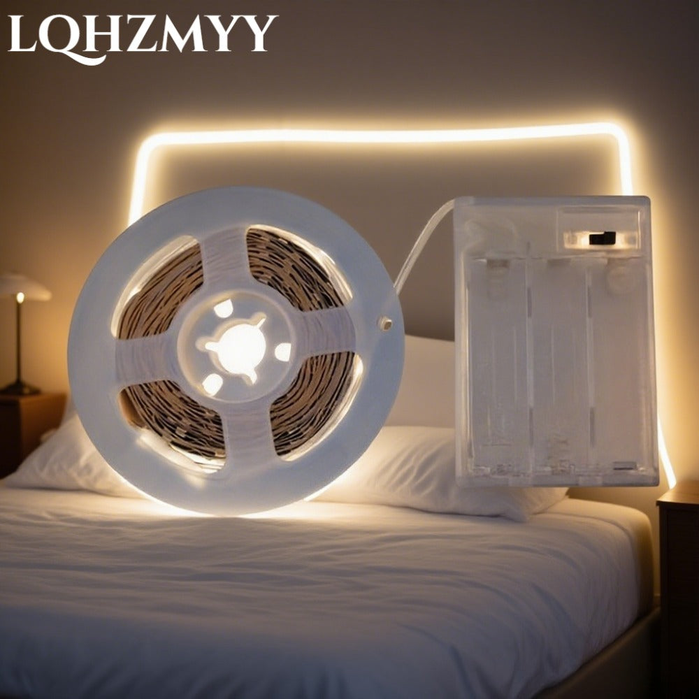 LQHZMYY 2835 LED灯带——暖白/冷白，自带粘性，可裁剪，电池供电（不含电池），非常适合电视背光、梳妆台、橱柜、家居装饰和节日氛围营造，客厅用灯