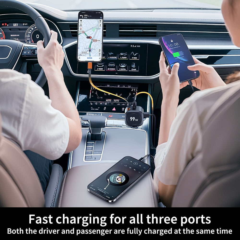 Car Charger, car telescoping charger, car digital display charger, fast charging car intelligent charger, dual USB, 99W multi-hole fast charging at the same time