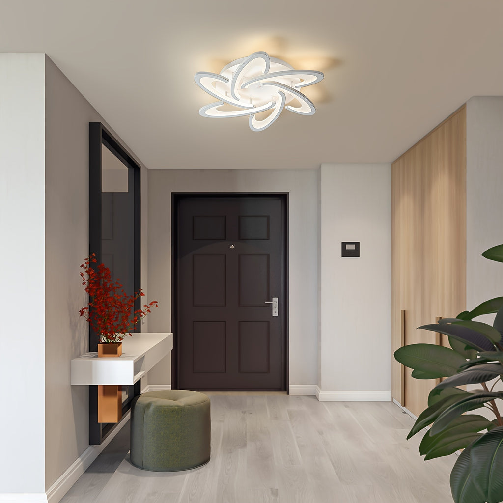 Qcyuui dimmable LED ceiling light - 31.1-inch flush mount modern lighting fixture, 3360LM, 3000K-6000K adjustable color temperature, suitable for living room, kitchen, bedroom and dining room