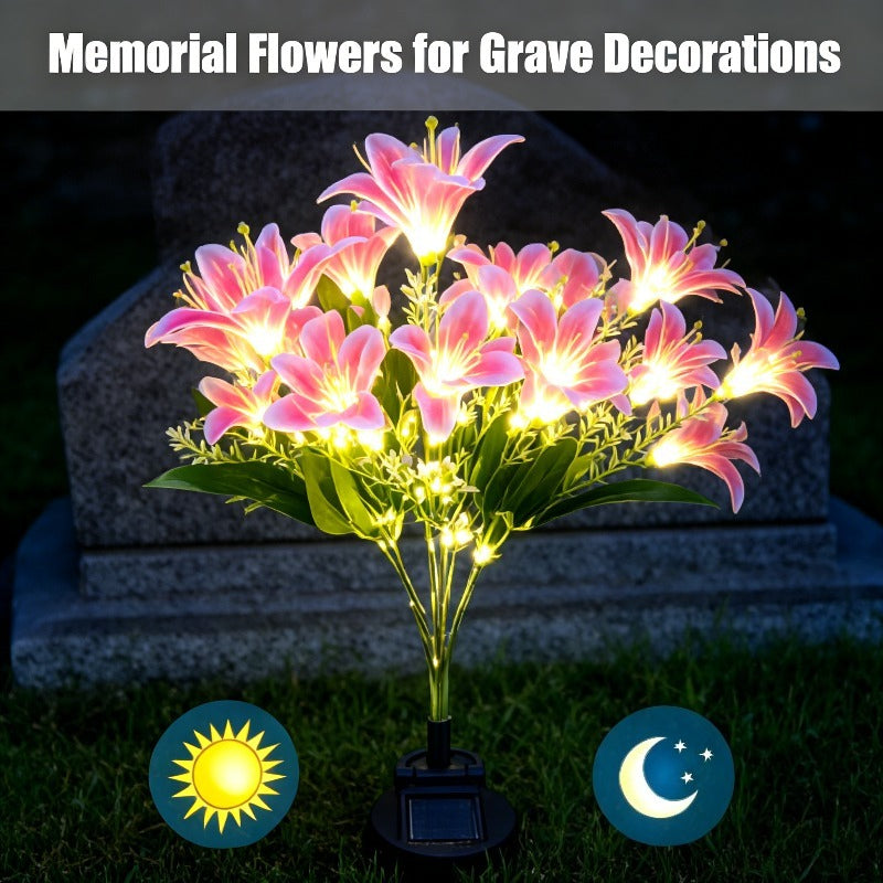 7-Head Solar LED Lily Flower Light, IP65 Outdoor Decoration, Ideal Choice for Valentine‘s Day, Garden, Courtyard, Yard and Romantic Anniversary Lighting