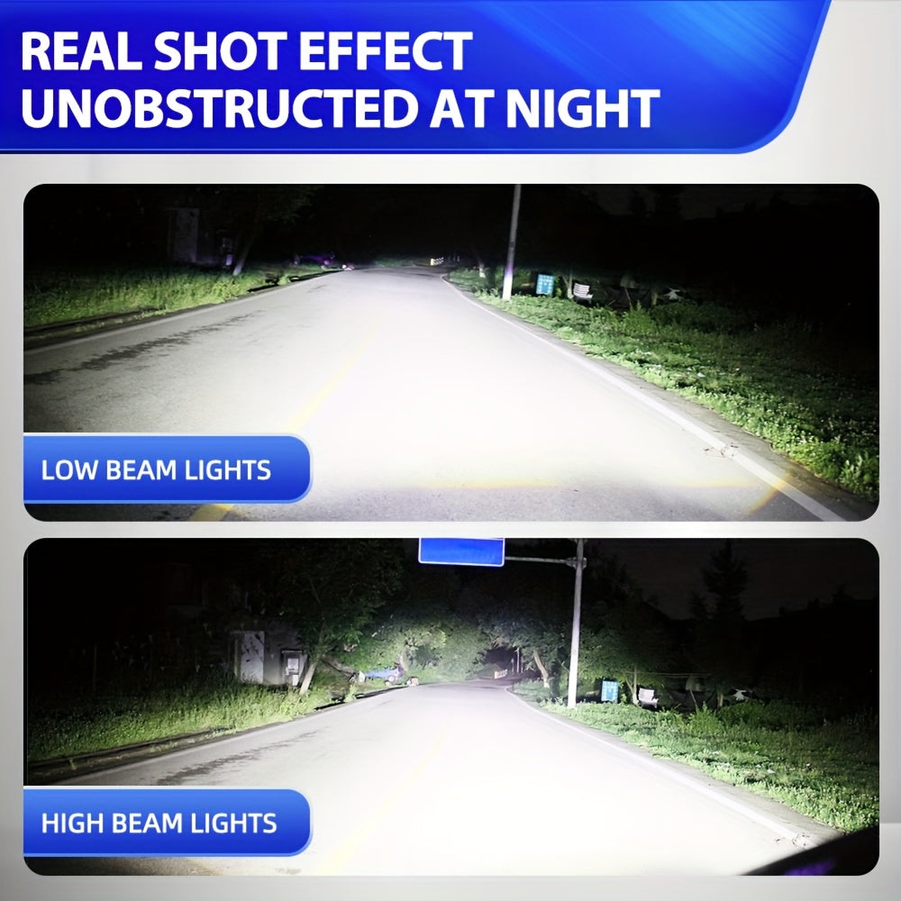 2 H4 High/Low Integrated Headlight Bulbs, 60000 Lumens 250W 3570 CSP Chip New LED Projector Lens, 6000K White Super Bright Light, for Left-Hand Drive