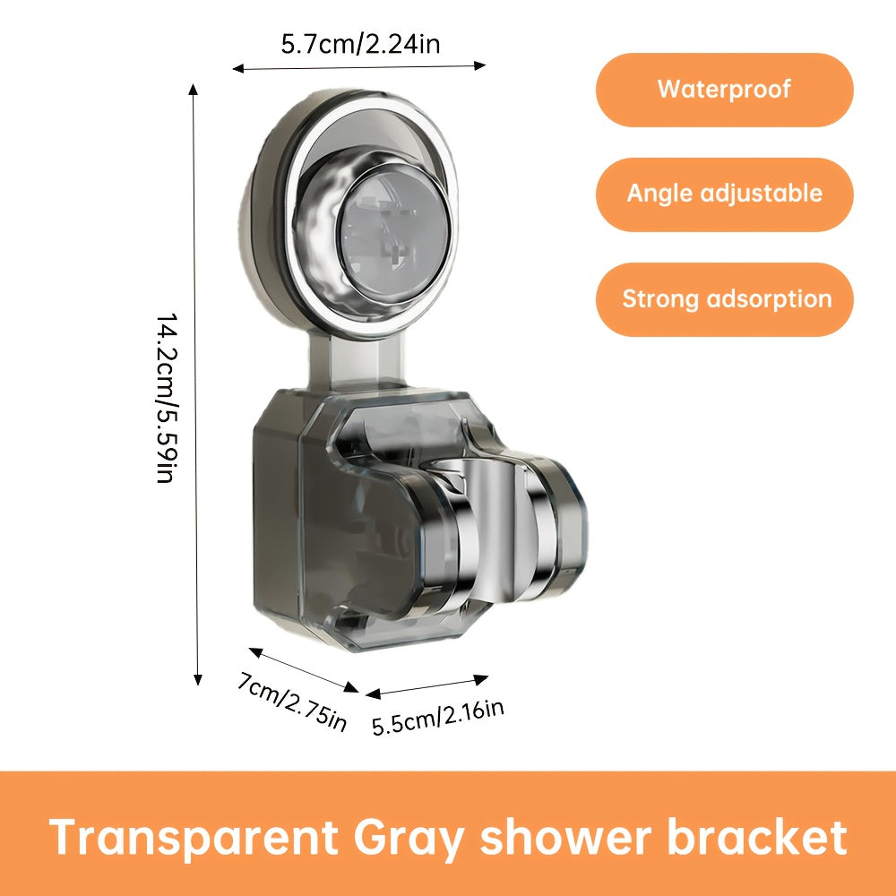 [1 pc] Jiayun Wall-Mounted Shower Suction Cup Holder, Handheld Adjustable Showerhead Bracket for Shower System - Grey, ABS Plastic, No Drilling Needed - Easy to Use, American Standard G1/2 Connector Port, Summer Shower Accessory