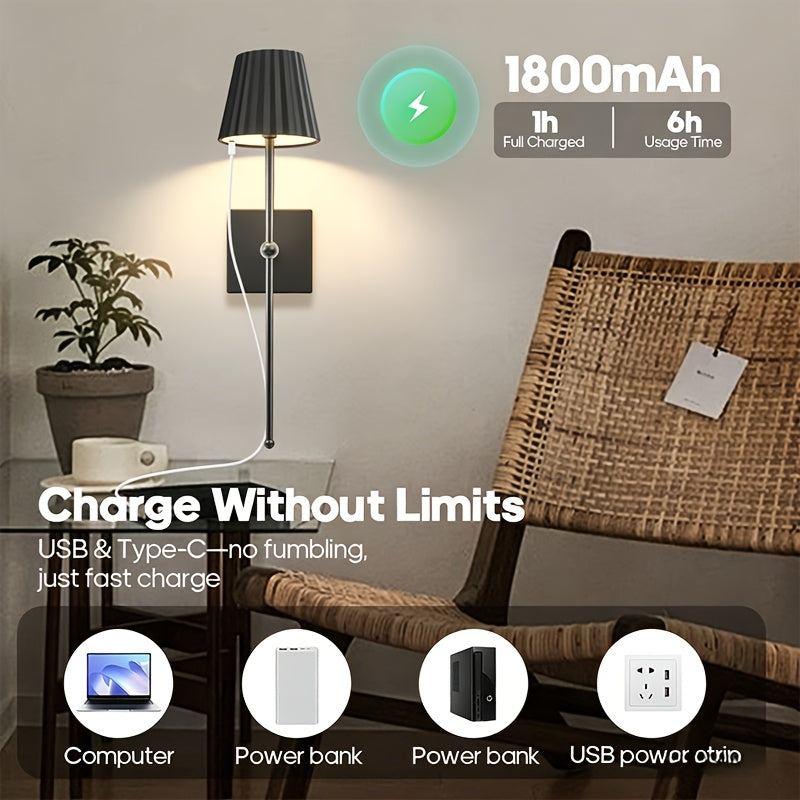 2PC/1PC Rechargeable LED Wall Light, LED Wall Light with Remote Control, Modern Touch Wall Light with Dimming/Timer, 3 Color Temperatures, LED Night Light for Bedroom Living Room Hallway