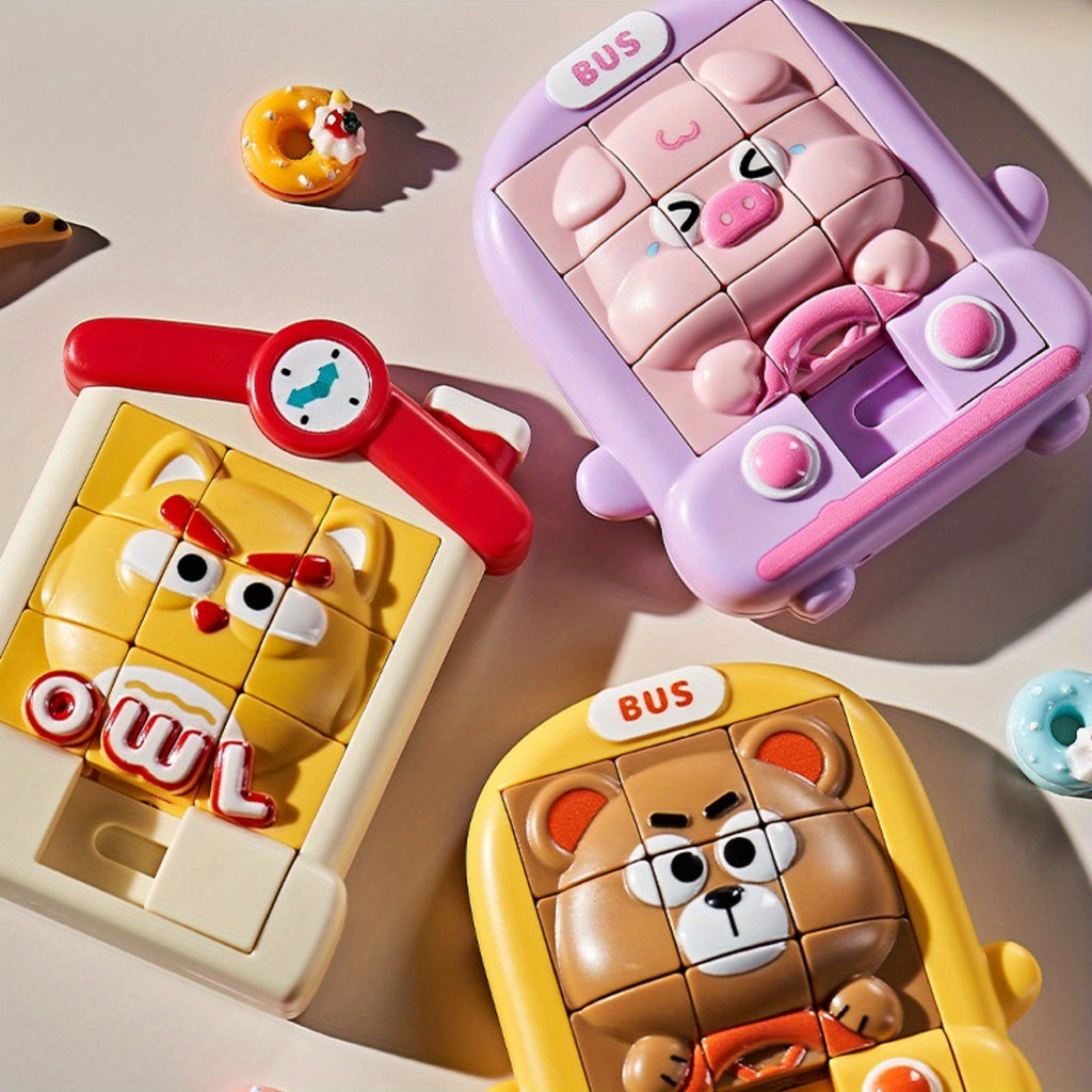 1个3D滑动卡通动物拼图 9格3D立体拼图 儿童益智玩具 返校季节 万圣节 圣诞节 生日礼物