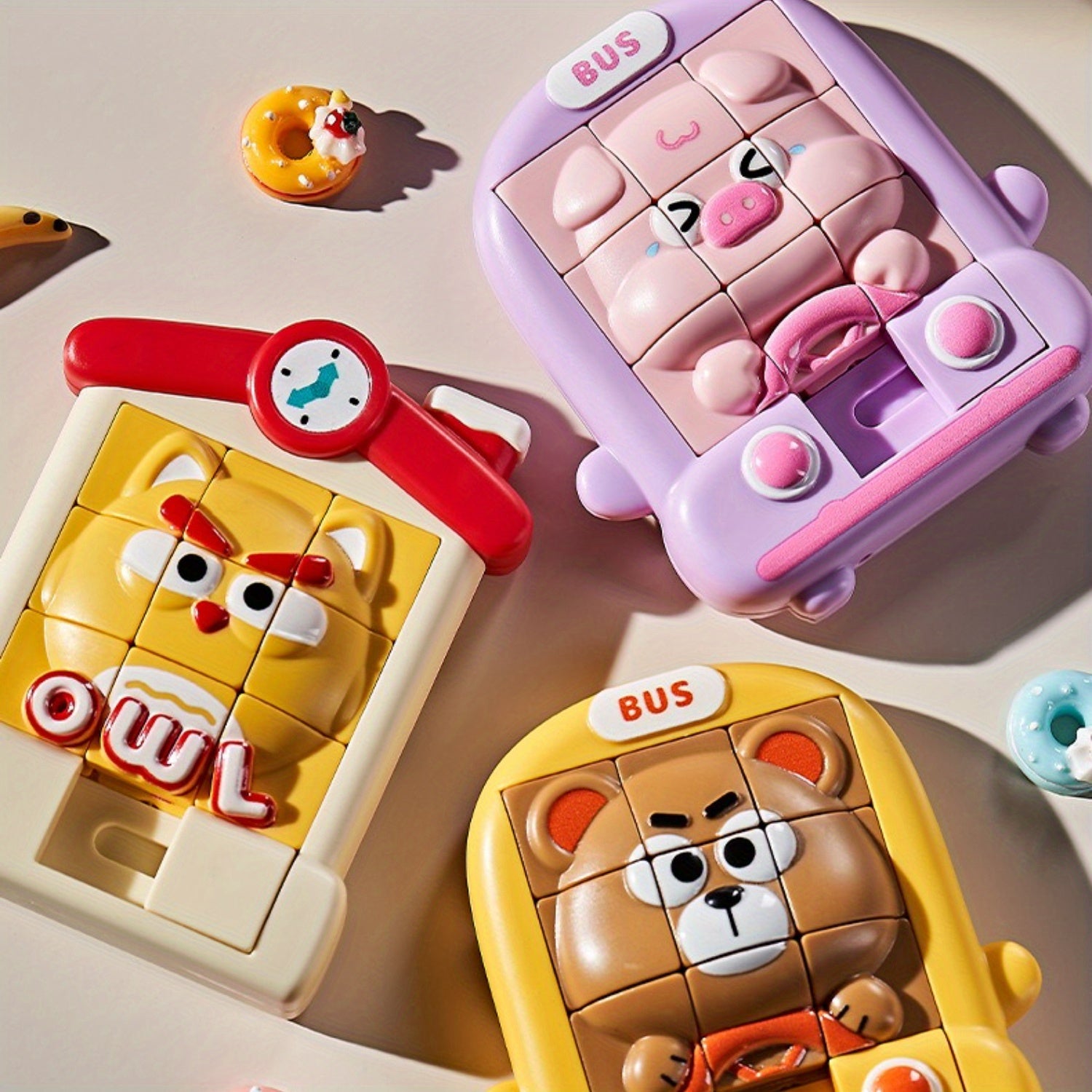 1个3D滑动卡通动物拼图 9格3D立体拼图 儿童益智玩具 返校季节 万圣节 圣诞节 生日礼物