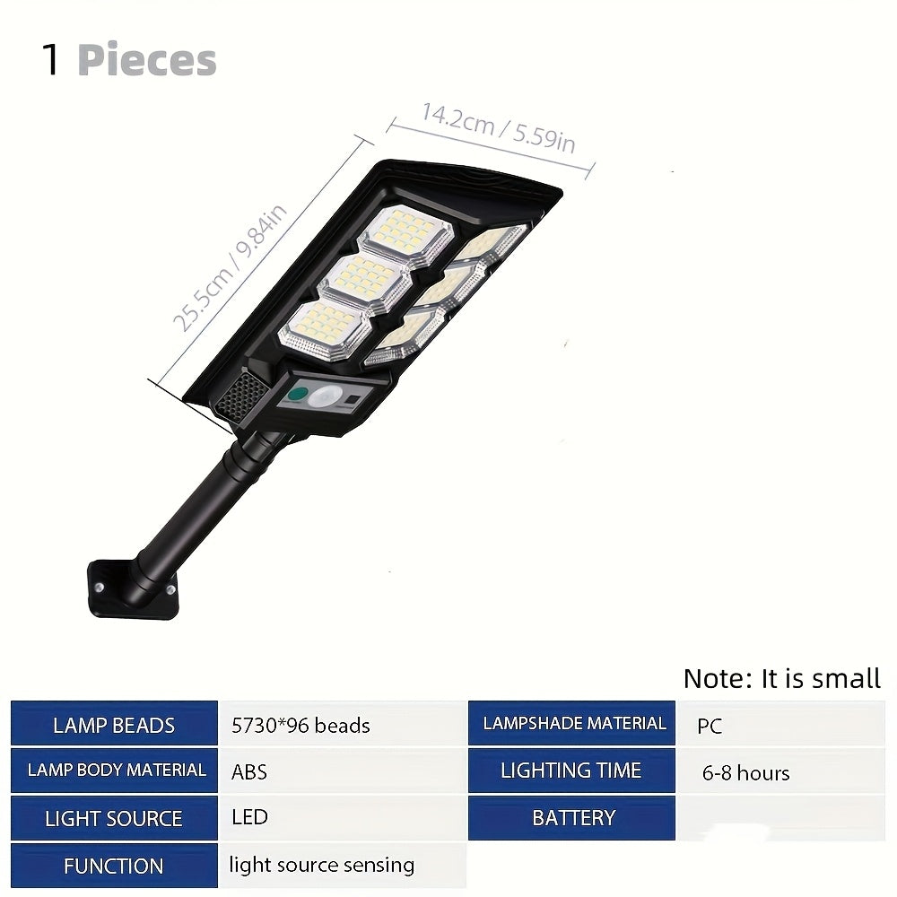 1 LED Solar Street Light, Outdoor Parking Lot Light, Garden Solar Lighting (Dusk to Dawn), Wide Angle Motion Sensor and Remote Control Function, Perfect for Courtyard Garden, Patio, Road Lighting