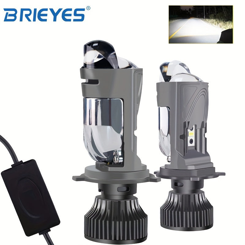2个 BRIEYES A11 个迷你投影镜头 H4 HB2 9003 LED 大灯套件，10000LM 比卤素灯亮 400%，6500K 高低光束 AC/DC 9-80V 适用于汽车和卡车，不含电池
