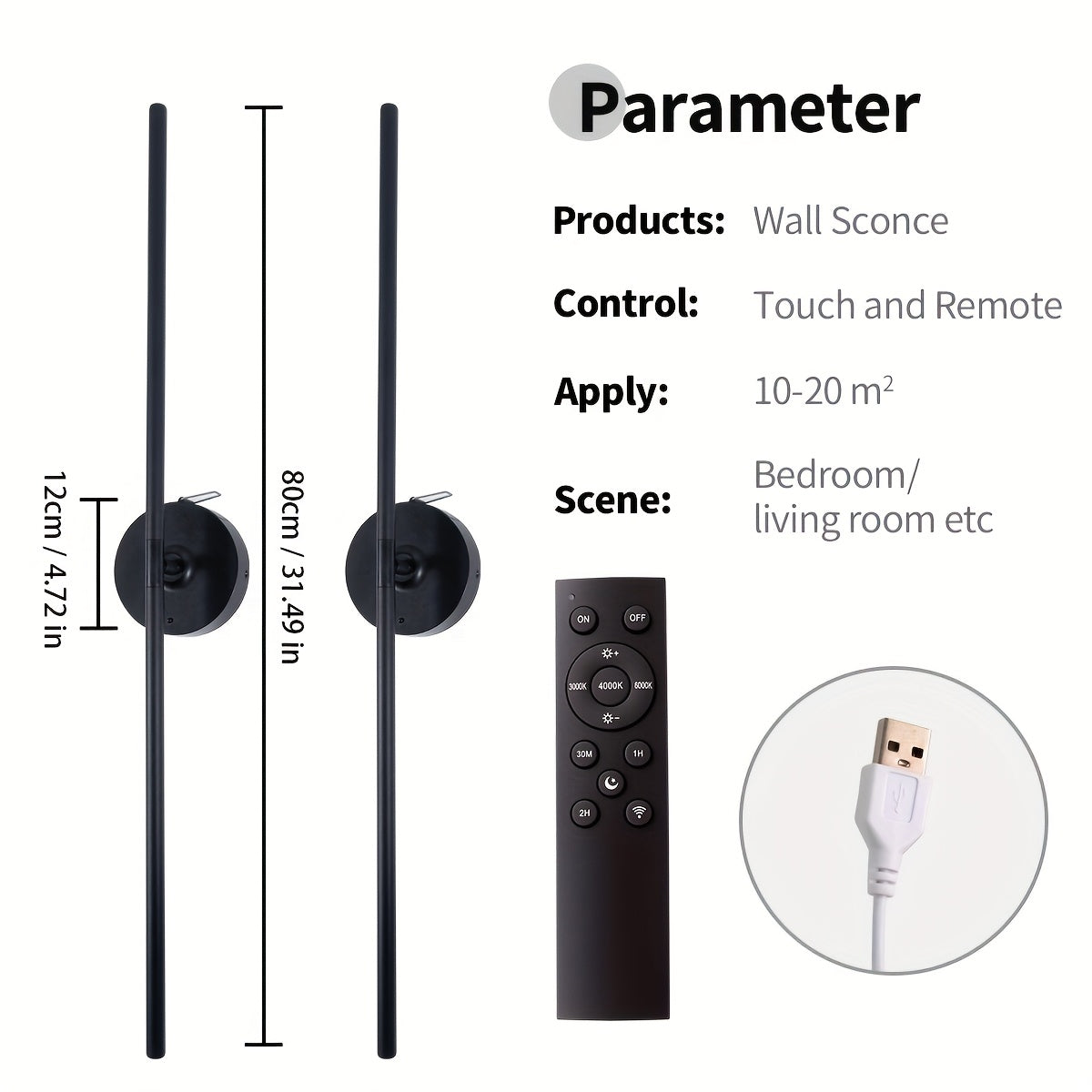 No-Disassembly Wall Light / 360° Rotating Wireless Wall Light, Powered by Removable Rechargeable Battery: 3000K-6000K Multi-Level Brightness, Touch & Remote Control Wall Light / Mirror Light, with Memory Function and Timer