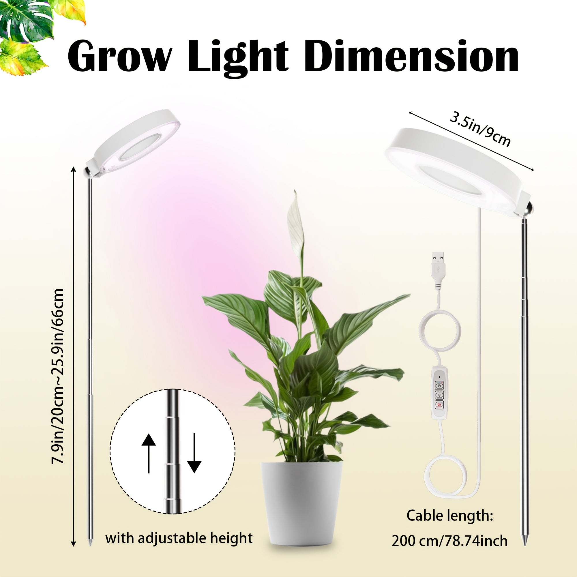 3-Pack Desktop Plant Grow Light for Indoor Plants, 720° Magnetic Full Spectrum Plant Lamp, Adjustable Height, 3/6/9H Timer & Dimmable, Ideal for Kitchen Herb Growing, White