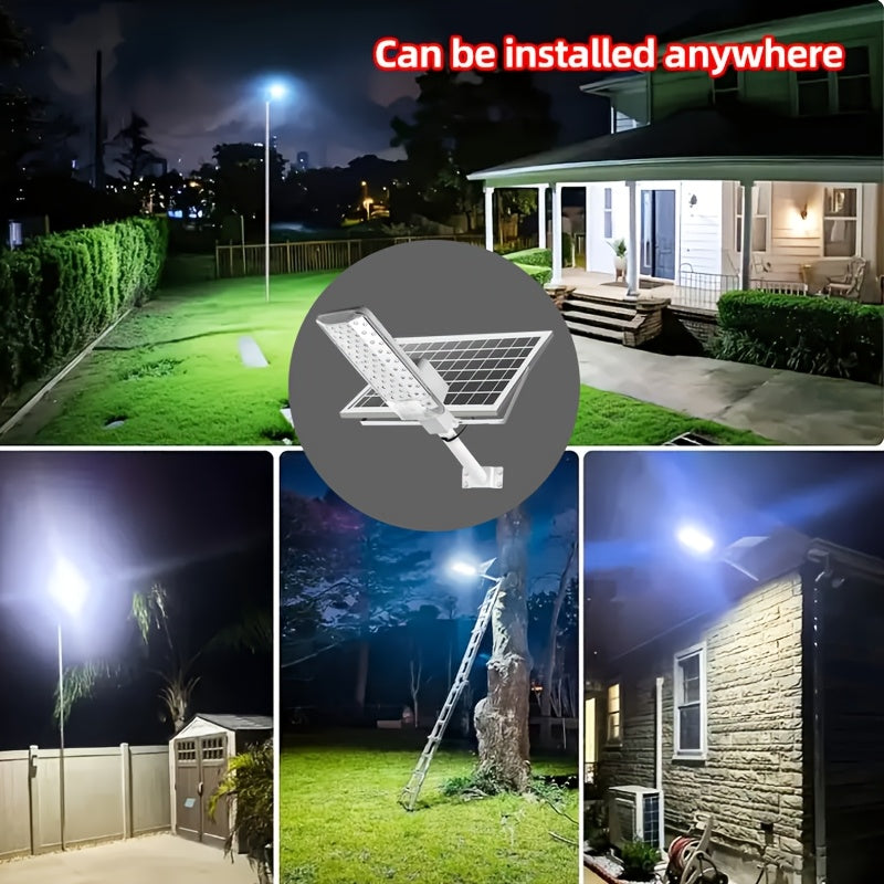 Super Bright LED Curved Solar Street Light, 6500K Solar Road Lighting with Remote Control, Perfect for Outdoor Commercial Parking Lots and Road Lighting