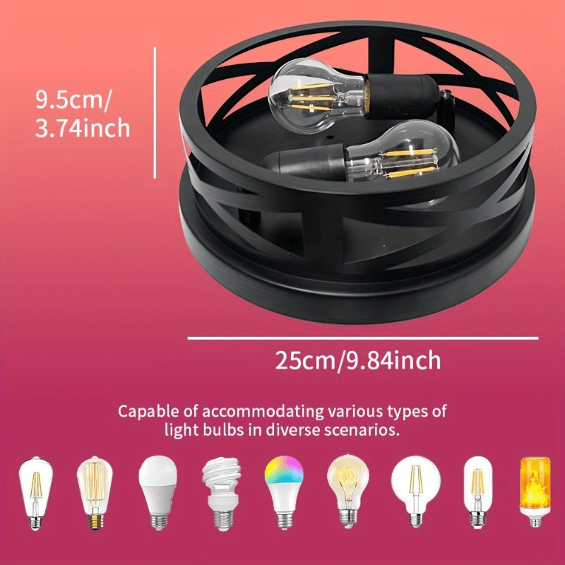 1-Piece, Kyoeon 2-Head Black Ceiling Light Fixture, Black Outdoor Industrial Style Light, Industrial Style Black Metal Cage Light Fixture, Suitable for Farmhouse, Hallway, Bedroom, Kitchen, Entryway Ceiling Mount Installation.