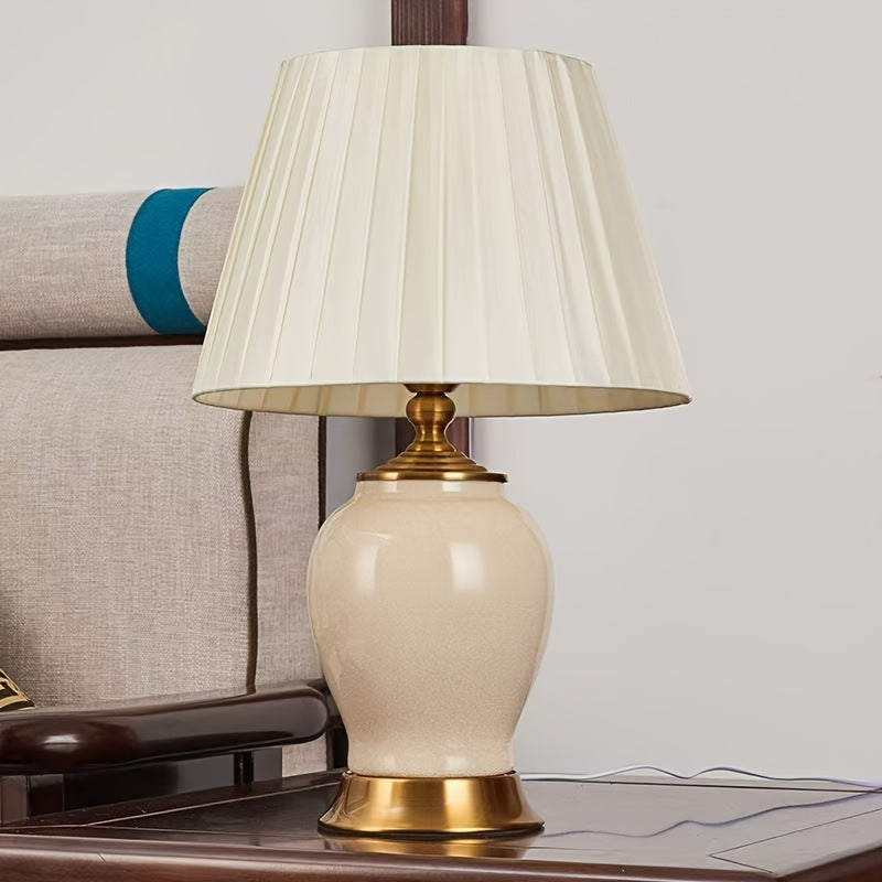 Vintage ceramic bedside lamp, modern minimalist home lighting
