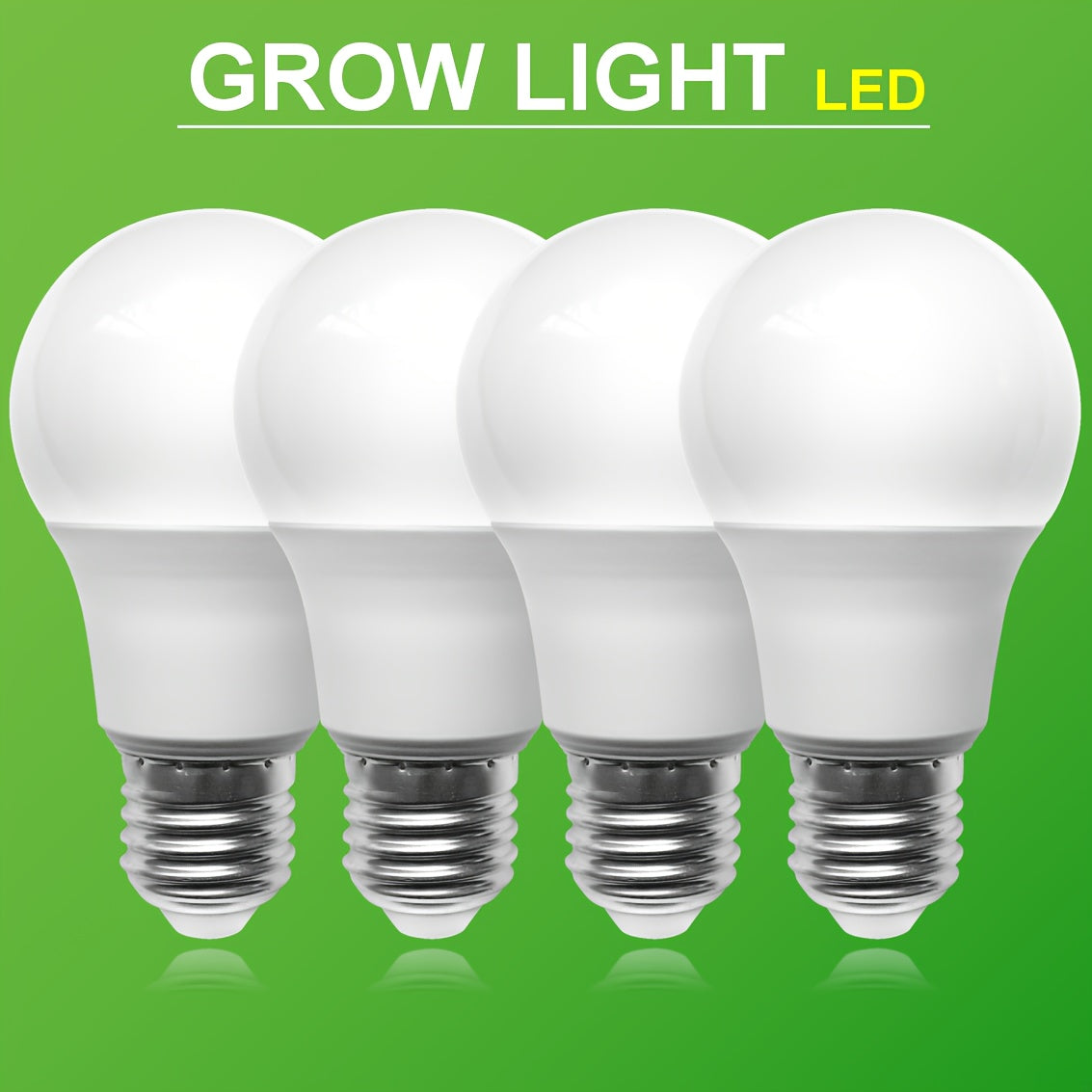 2/4 Pcs Full Spectrum LED Plant Grow Light with E26 Compatible Socket Plug, 6500K Cool White, High Efficiency Indoor Outdoor Use for Seedlings Herbs Succulents Flowering Plants Plug and Play