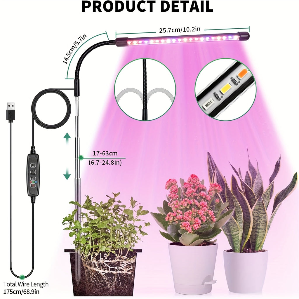 USB Mini 3-Color Plant Grow Light, 3/9/12H Timing Control, Ceiling Grow Light for Indoor Plant Cultivation, Dimmable Brightness, USB Interface Electronic Lamp, Computer Accessory