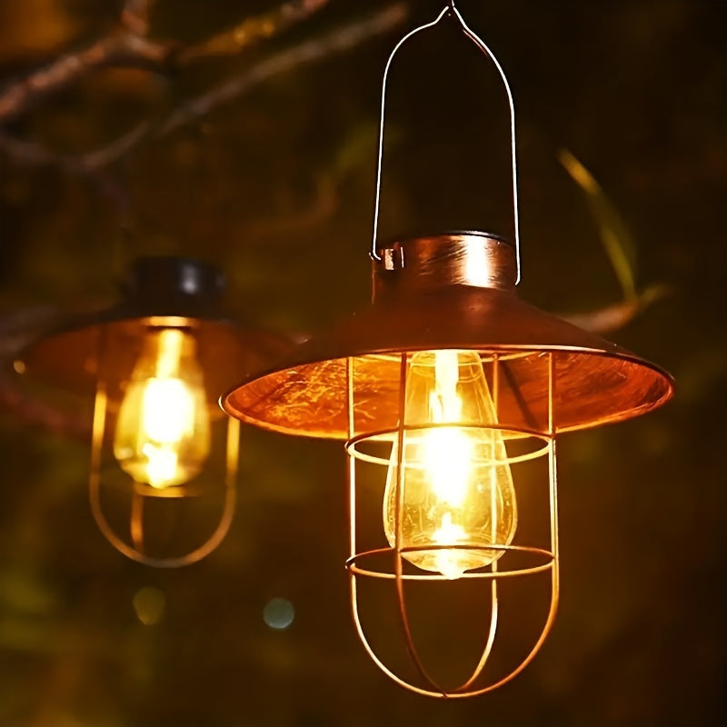 Solar Wrought Iron Courtyard Pendant Light Garden Landscape Lamp Courtyard Garden Balcony Decorative Chandelier Solar Courtyard Decorative Art