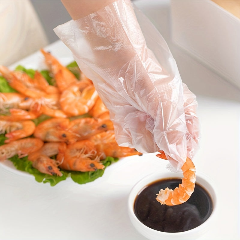 100Pcs Disposable Plastic Gloves, Ideal for Cooking, Food Prep, Kitchen Use, BBQ, Cleaning, Restaurant Service and Craft Making