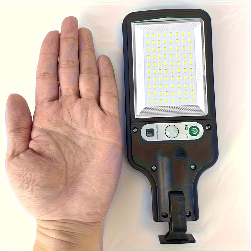 1pc-80LED Solar Sensor Street Light, ABS Material, Ultra-High Power Built-in Rechargeable 18650 Lithium Battery, with Infrared Sensor Function Wall-Mounted Solar Light, Including Motion Sensor 3 Functional Modes