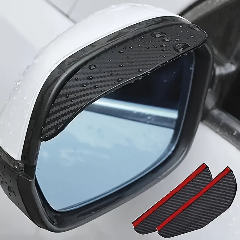 2Pcs Carbon Fiber Texture Car Side Mirror Rain Deflector - For Windproof Sun Visor, Reduces 90% of Raindrops, Enhances Clear Visibility, Sporty Style Exterior Upgrade, Mirror Rain Cover, Car Side Mirror Rain Cover, Car Window Rain Guard