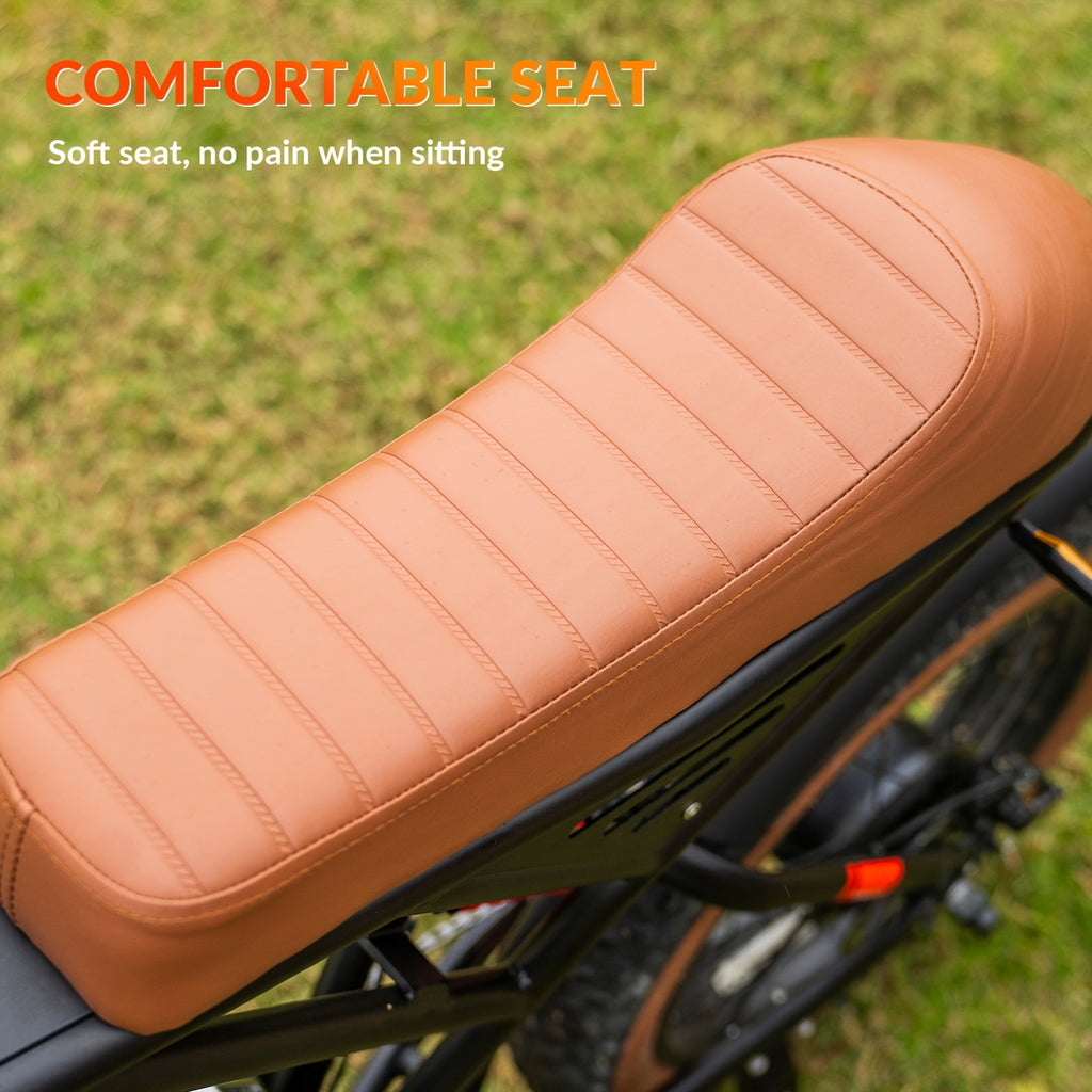20"x4.0" 电动山地自行车 | 双盘刹车，最高时速 20MPH，749W 电机，48V 15.6Ah，全悬挂，非常适合越野探险、公路旅行和户外探索，父亲、朋友的礼物 | 复古棕色，合金钢车轮