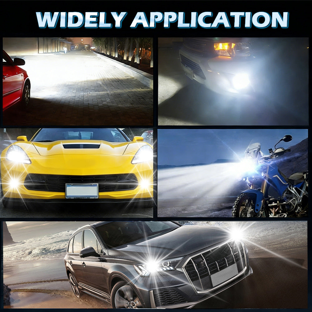 Super Bright White Headlight, 2-Piece Lens LED Headlight for Left-Hand Drive, Suitable for Cars and Motorcycles, H4 High/Low Beam 2-in-1 LED Chips, 6500K White Light 60000 Lumens 300W, Left-Hand Drive Plug-and-Play
