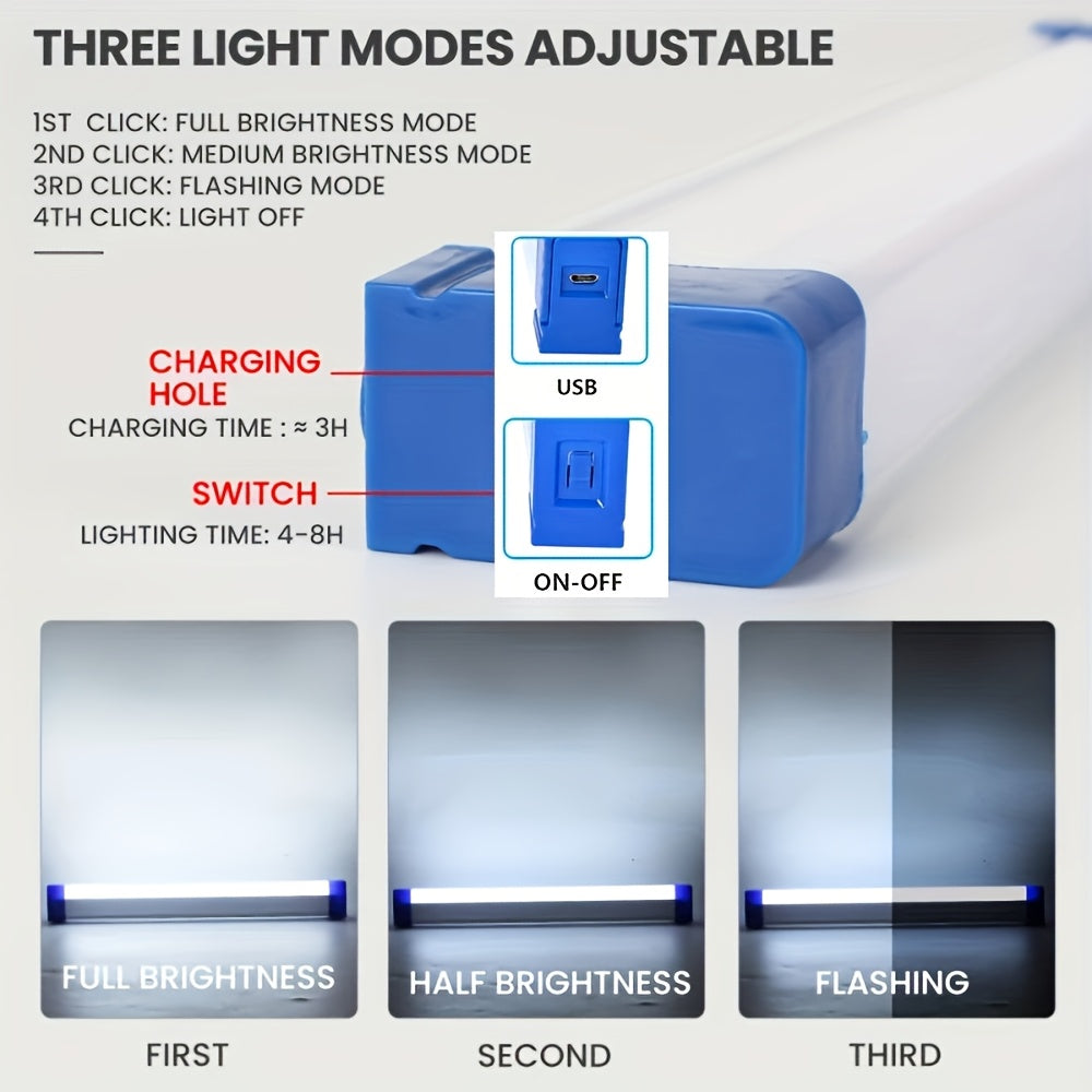 LED handheld camping emergency light, 20.5-inch / 6.7-inch portable light tube, with hook, suitable for outdoor emergency portable lighting, lightweight and compact design, durable handheld lamp, ideal choice for hiking