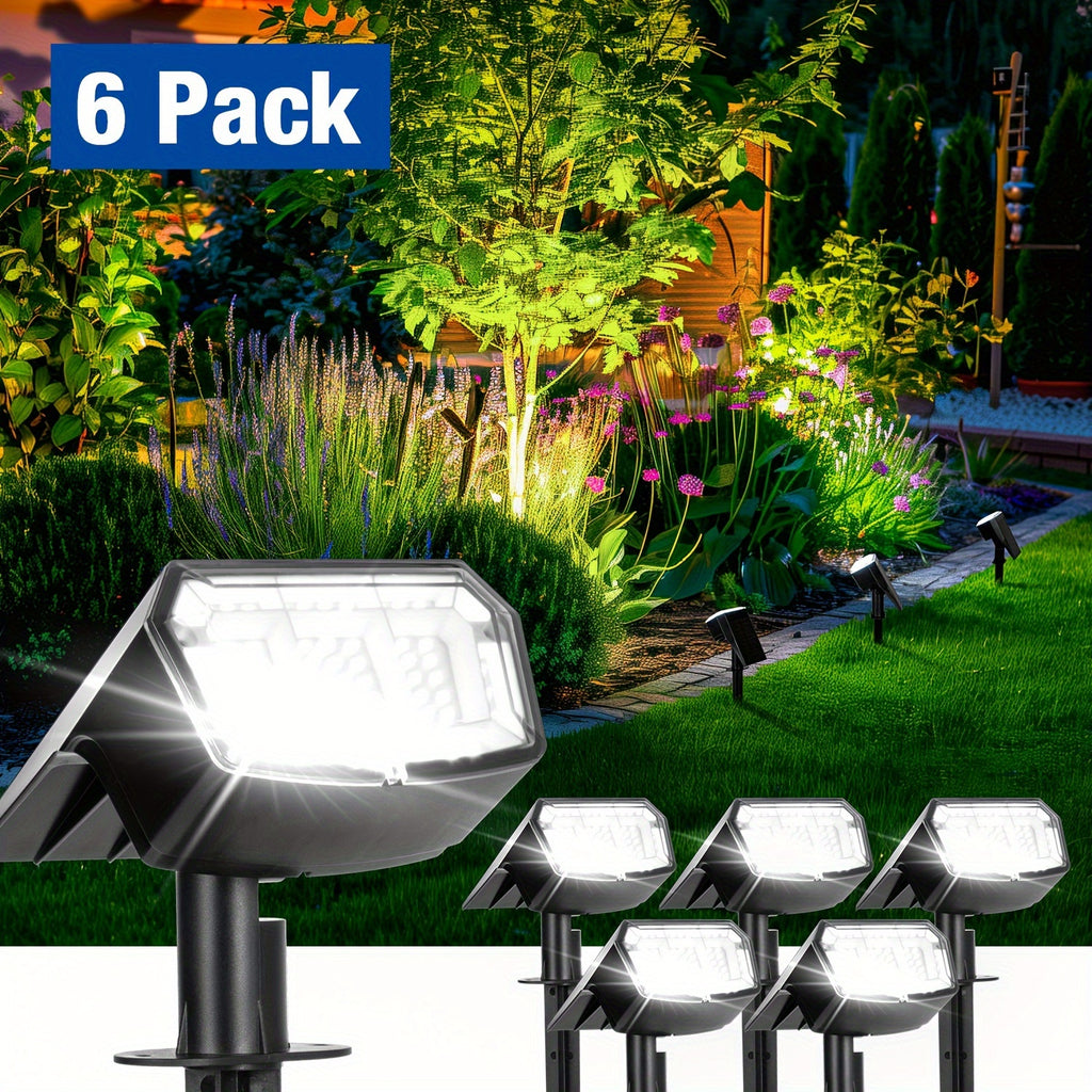 6/10-Piece Solar Outdoor Light Gardening Waterproof IP65 Outdoor Solar Light, 63 LED 3 Lighting Modes Outdoor Decorative Spotlight Courtyard Decoration Suitable for Outdoor, Courtyard, Outdoor House, Garage, Path, Camping